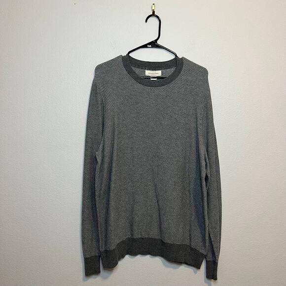 Frederik Anderson Copenhagen Gray Striped‎ Crew Neck Long Sleeve Sweater XL - Picture 1 of 5